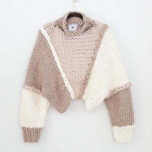 Chunky Knit Colorblock Turtleneck Oversized Neutral L/XL Yellow The Label